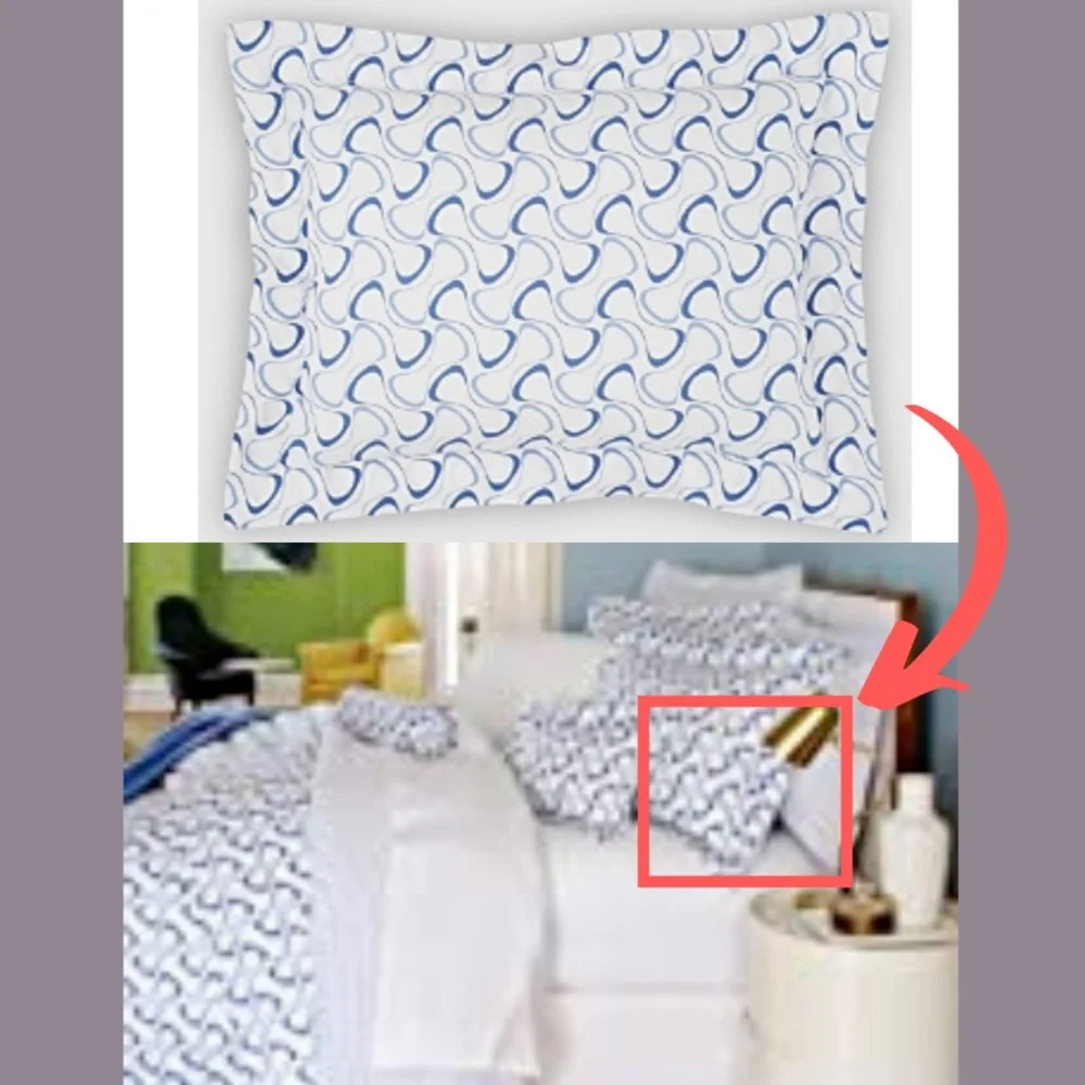 NIB Sferra Harwich [ 1‎ King ] Pillow Sham in White/Cornflower Blue